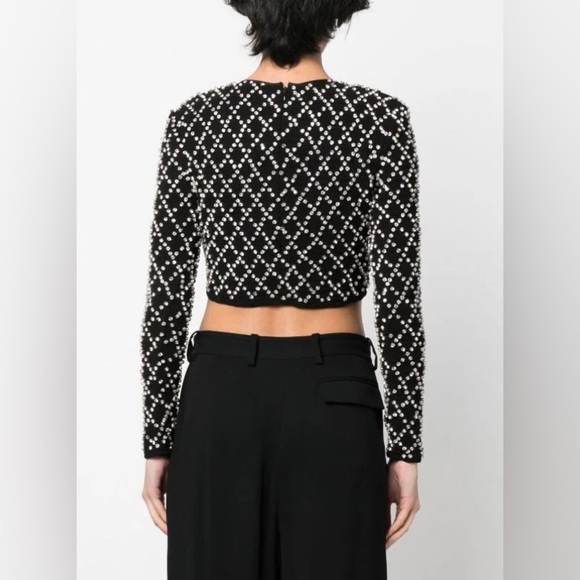 NWT Retrofete Brooks black crystal embellished crop top - Picture 3 of 10